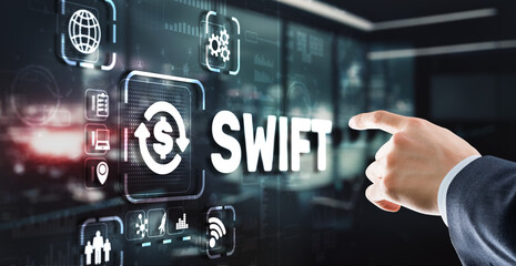 Wall Mural - SWIFT. Society for Worldwide Interbank Financial Telecommunications. Financial Banking regulation concept