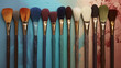 Close upmulticoloured Make Up Brush. Fashion cosmetic makeup autumn Set. Trendy Brushes, art fashionable layout,  Created using generative AI tools.