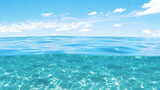 Fototapeta Kosmos - clear ocean water, half water half sky wallpaper artwork, ai generated image