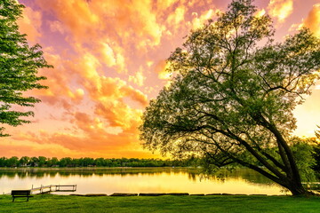 Poster - Sunset on Wing Lake