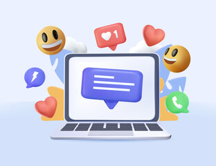 Fototapete - 3D Digital Marketing, web analytics and marketing social media platform concept. 3d vector illustration isolated on blue