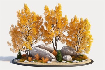 Poster - trees and rocks in a natural landscape. Generative AI