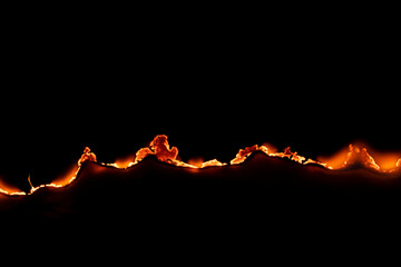 burning paper, glowing edge of paper on a black background