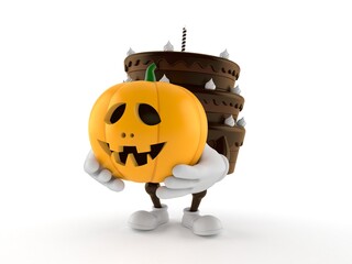 Poster - Cake character holding jack o lantern