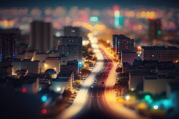 Wall Mural - Tilt shift color grades pallet night long exposure. Generative AI AIG15.