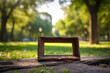 © vefimov - Mockup or design concept. Sleek and modern photo frame mockup, great for design or branding presentations against a park background. Generative AI Technology.