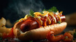 hot dog illustration - AI generated image.