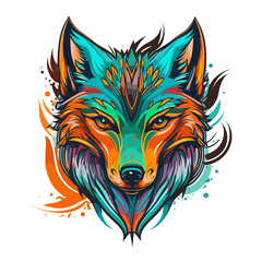  A Colourful Wolf Head: A Funny and Whimsical Cartoon Art