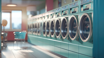 Sticker - A row of industrial laundry machines