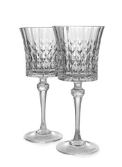 Poster - Elegant clean empty wine goblets isolated on white