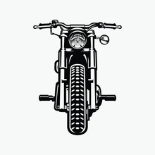 Chopper Motorcycle Front View Vector Art Monochrome Silhouette Isolated EPS