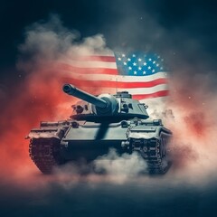 Poster - United States background , tank wars