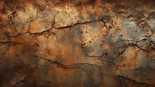 Old Grunge Copper Bronze Rusty Texture Background. Distressed Cracked Patina.