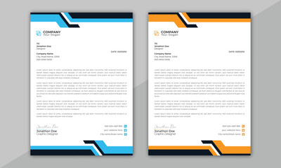 Wall Mural - clean and professional corporate company business letterhead template design with color variation bu