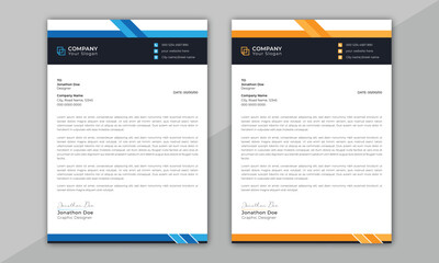 clean and professional corporate company business letterhead template design with color variation bu