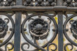 Close up of a gothic rosette on an iron fence in London, outside Westminster Palace. 