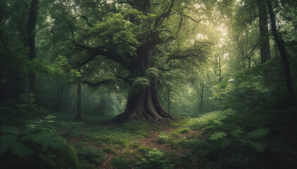 Poster - The ancient forest spooky beauty is a mystery in nature generated by AI