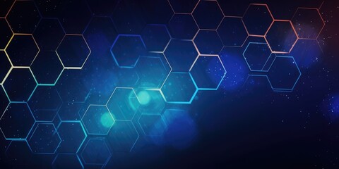 Wall Mural - Blue hexagon technology abstract background. Generative AI AIG21.