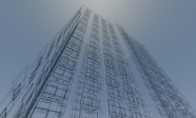 Skyscrapers in the city hotel building structure 3d rendering architecture wallpaper backgrounds