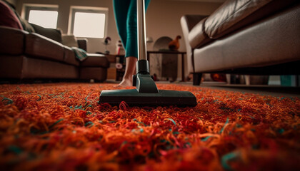 Sticker - Modern equipment makes cleaning carpets a breeze indoors at home generated by AI