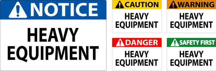 Wall Mural - Caution Sign Heavy Equipment On White Background