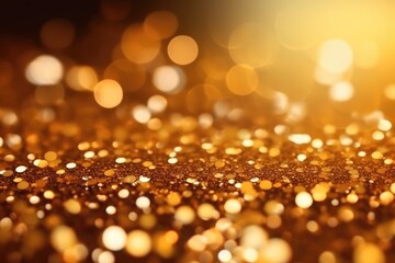 Poster - Golden glitter sparkles as glamour bokeh background. Generative AI