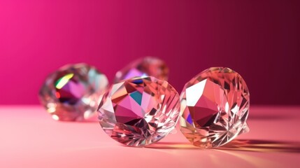 Poster - Brilliant diamonds on a pink background. Generative AI