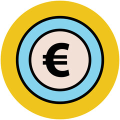 Canvas Print - Flat round icon of euro 