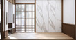 © Interior Design - Japan style empty room decorated with white wall and wood slat wall