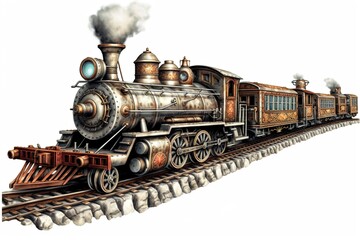 Poster - train track isolated on white background. Generated by AI.