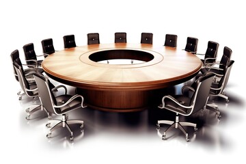 Poster - conference table isolated on white background. Generated by AI.