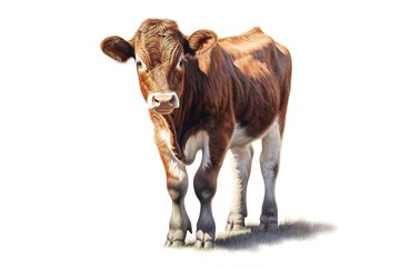 Poster - cow isolated on white background. Generated by AI.