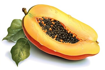 Poster - papaya isolated on white background. Generated by AI.