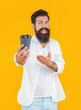 © be free - selective focus of barista man with coffee in studio. barista man with coffee