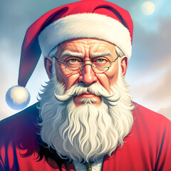 Canvas Print - Brutal Santa Claus, portrait. Generative AI illustration.