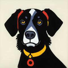 Wall Mural - Oil painting. Big black dog.. Generative AI illustration.