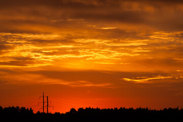 Wall Mural - Bright vibrant orange and yellow colors sunset sky