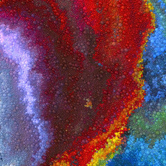 Poster - Flows of multicolored spherical particles. Geometric abstract art background. 3d rendering digital illustration