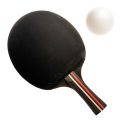 Wall Mural - Table Tennis racket and table tennis ball on white background, Ping Pong racket and ping pong ball sports equipment on white PNG File.