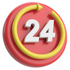 24 hours service icon. 3D illustration.