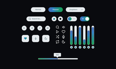 Wall Mural - Minimal Colorful Icons and UI Elements Kit