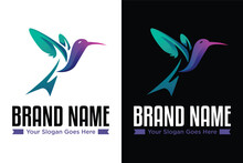 Simple Modern Hummingbird Illustration Logo Design
