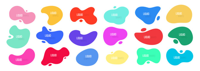 Poster - Liquid geometric shapes. Water splashes frames collection. Fluid abstract shapes
