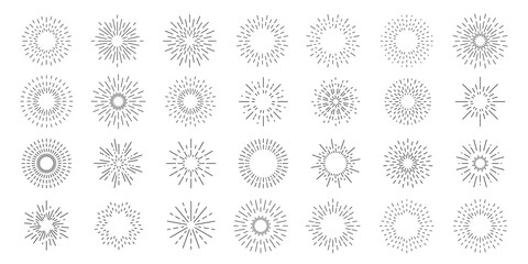 Poster - Sunburst element collection. Set of sunbeam radial sun ray. Sunburst decoration collection
