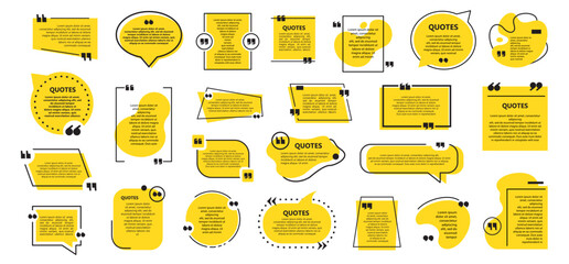 Poster - Set of yellow quote speech bubble. Quote speech bubble collection