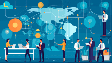 Global communication network concept. Environmental technology. Sustainable development goals. SDGs. Vector illustration.