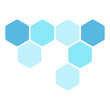 Futuristic blue random digital hexagons, honeycomb elements