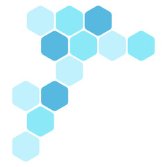 Poster - Futuristic blue random digital hexagons, honeycomb elements