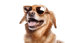 Happy Dog In Sunglasses And Hat On Transparent Background Illustration. AI