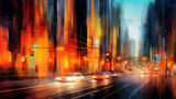 Fototapeta Londyn - Generative AI, Urban Symphony: A Vibrant Tapestry of Abstract Traffic
